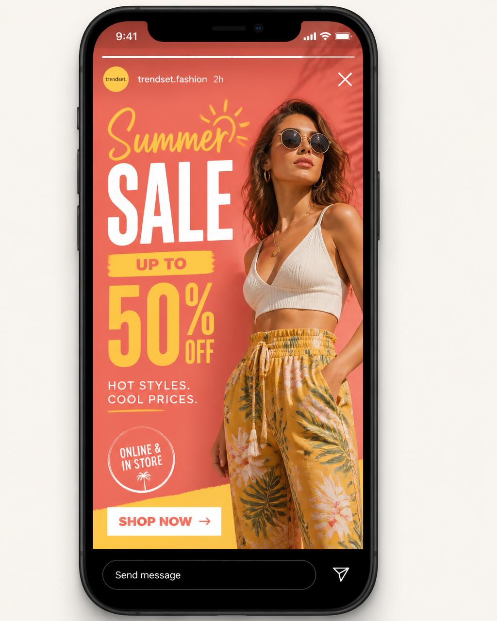 Story promocional de moda criado no Canva
